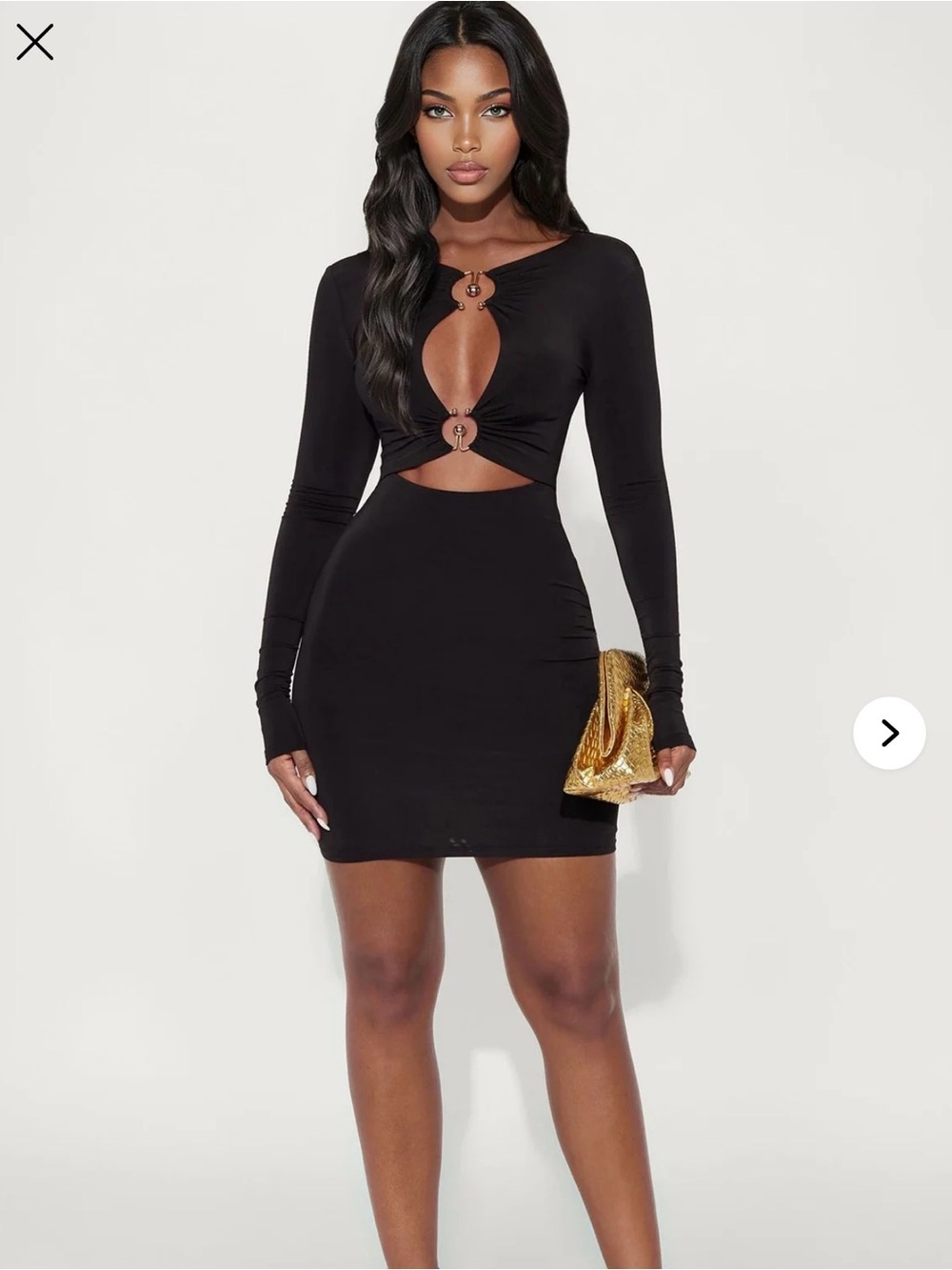 Fashion Nova gabbi cut out mini Black Long Sleeve Cutout Bodycon Mini Dress